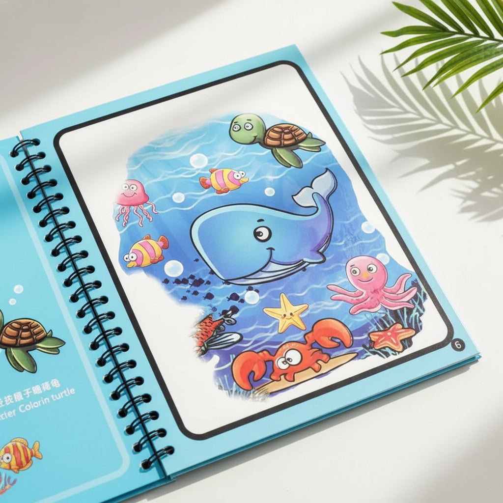 Magic Water Coloring Book Set – 4 Reusable Aqua Painting Books with Water Pen for Toddlers & Kids , Educational Drawing & Learning Toy