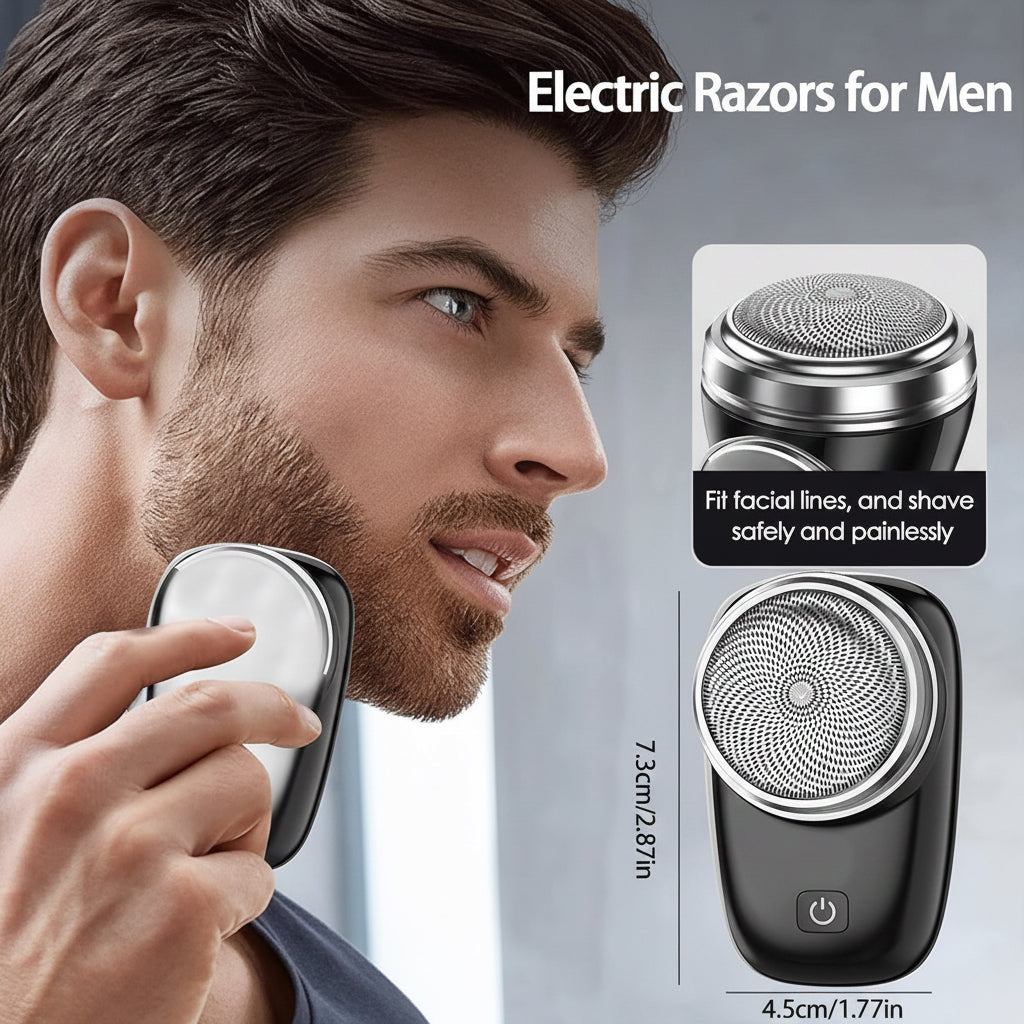 Mini Electric Shaving pocket sized Portable Machine for Man (Clean Shave Trimmer / Type-C Fast Charging/Wet and Dry Use for Outdoor, Home, Travel)