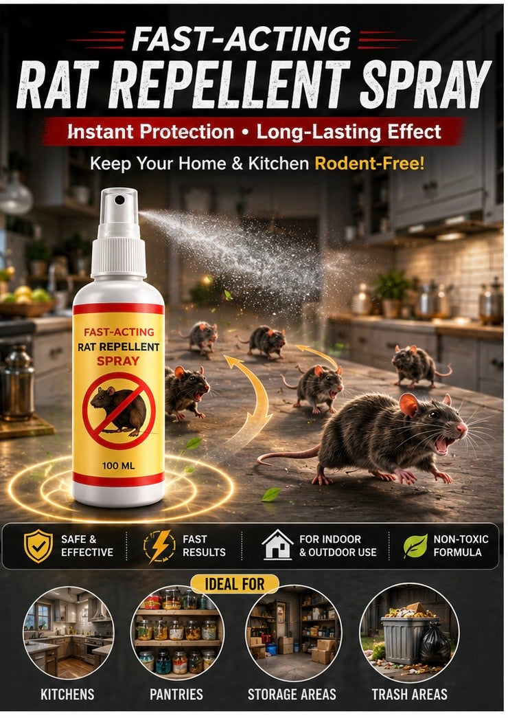 Fast Acting Rat Repellent Spray 3 x 100 ML Each| For Car, Home, Kitchen, Store Room & Office | Keeps Rats Away | Easy to Use (Pack of 3)