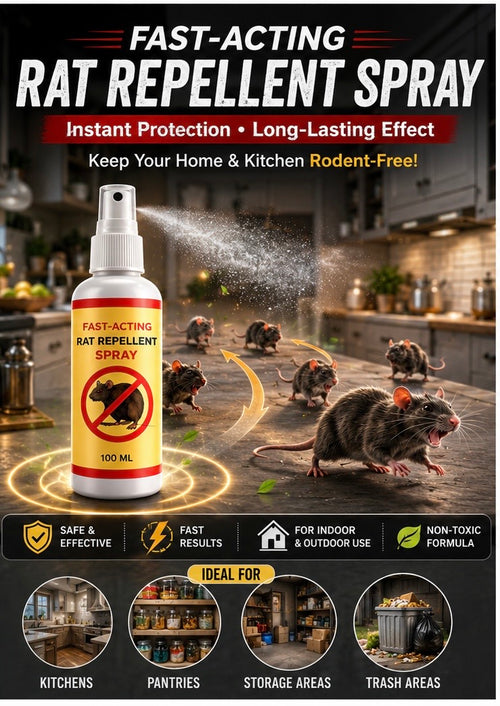 Fast Acting Rat Repellent Spray 3 x 100 ML Each| For Car, Home, Kitchen, Store Room & Office | Keeps Rats Away | Easy to Use (Pack of 3)