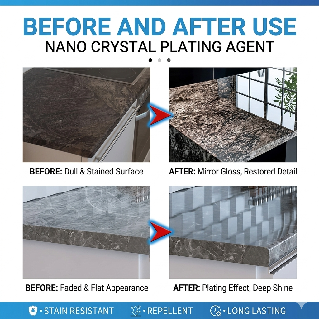 Stone Crystal Plating Agent 100ml | Multi-Surface Stone Stain Remover & Nano Coating