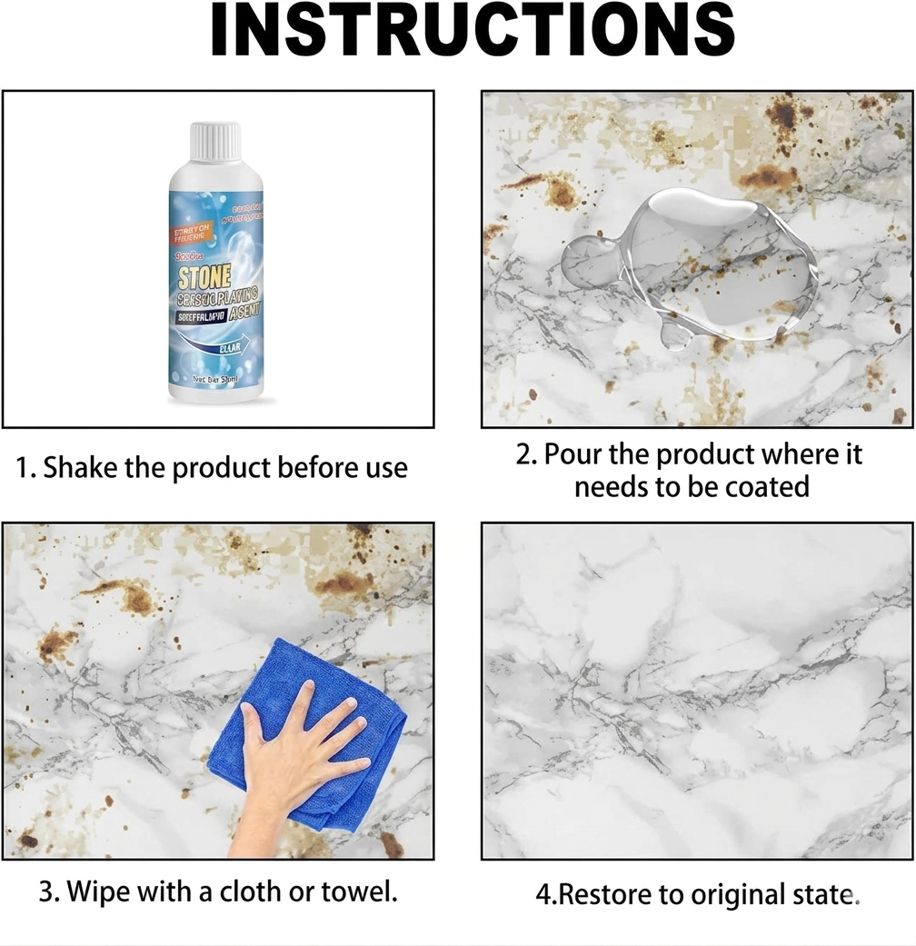 Stone Crystal Plating Agent 100ml | Multi-Surface Stone Stain Remover & Nano Coating