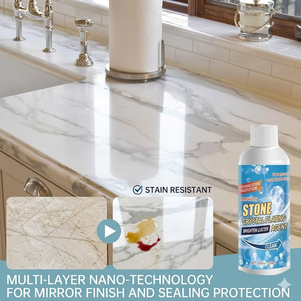 Stone Crystal Plating Agent 100ml | Multi-Surface Stone Stain Remover & Nano Coating