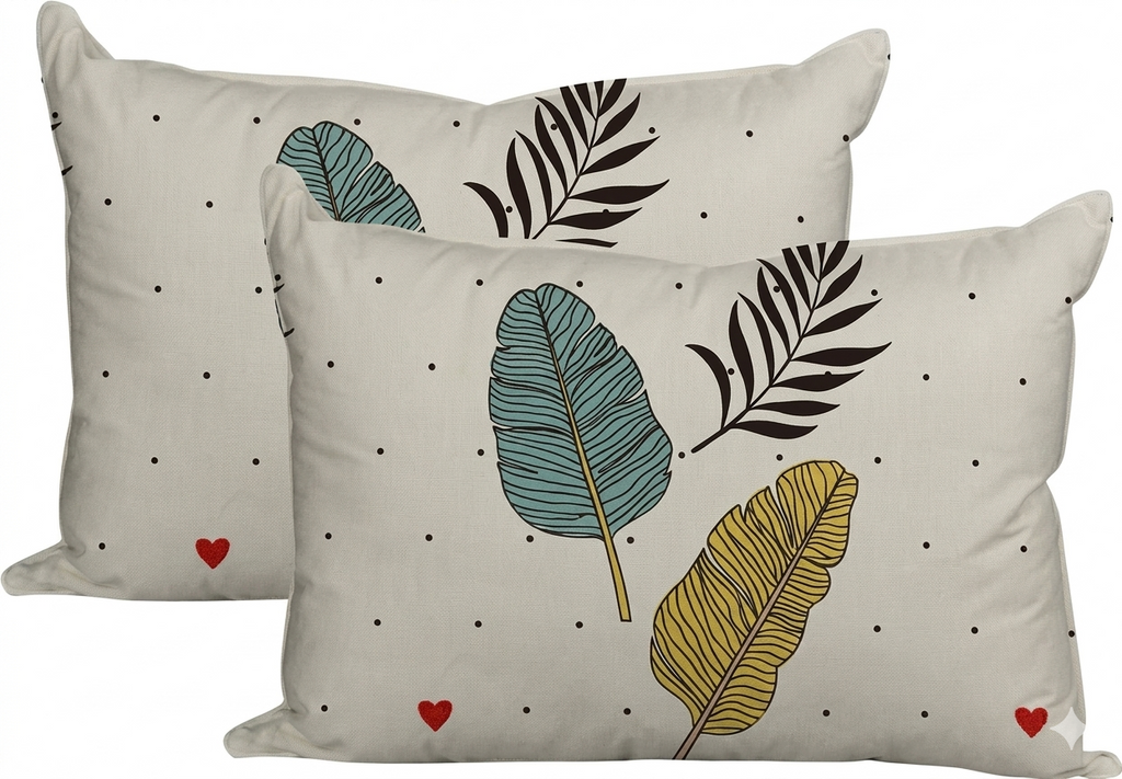 Premium Tropical Leaf Print Elastic Fitted Bedsheet Set (with Matching Pillow Covers)