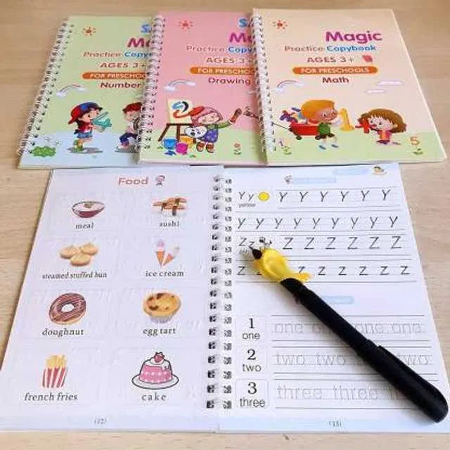 Reusable Magic Practice Copybook ( 4 BOOKS, 1 PEN, 1 GRIP, 10 REFILL ) Order Now at 50% OFF