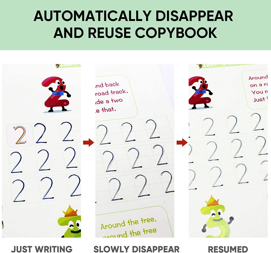 Sank Magic Practice Book for Kids (4 Books+10 Refills+1 Pen+1 Grip) ( Pack Of 2 )